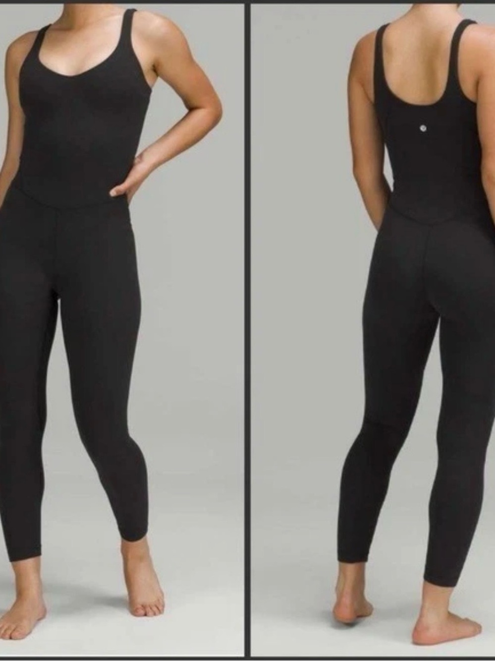 Lululemon Align Bodysuit 25" Sleeveless Tight Fit Black Nulu Size 10